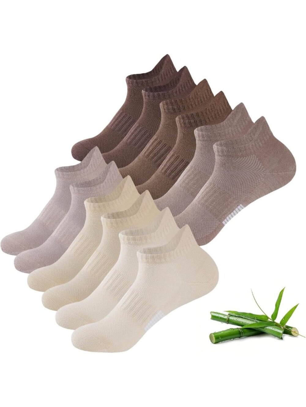 Cozy Bamboo Viscose Ankle Socks for Women, 6 Pairs, Low Cut, Soft & Breathable
